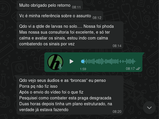 Grower elogiando consultoria do Kleber